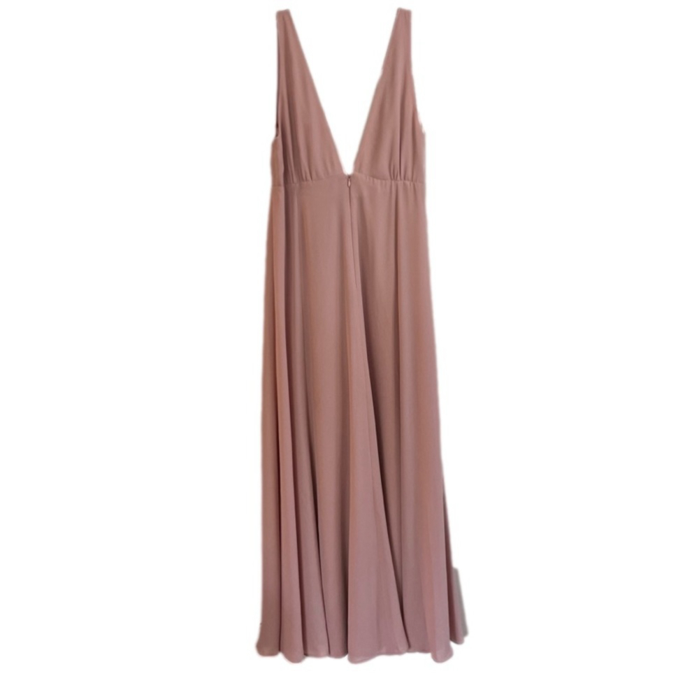 SOLD WAYF Kiara Empire Plunge Neck Gown in Rose Size Large - Picture 11 of 16